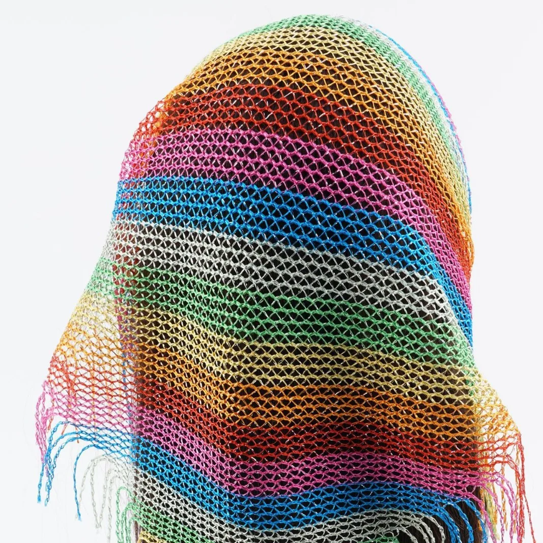 Bohemian Colorful Striped Scarf with Openwork Triangle, Breathable Mesh Headscarf, Vacation Scarf
Bohemian Colorful Striped Scarf with Openwork Triangle, Breathable Mesh Headscarf, Vacation Scarf