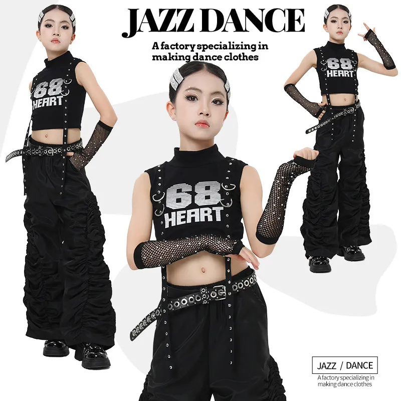 2026 Children'S Day Hiphop Dance Costumes For Girls Group Black Crop Tops Loose Pants Suit Kids Jazz Dance Rave Clothes DQS22735
2026 Children'S Day Hiphop Dance Costumes For Girls Group Black Crop Tops Loose Pants Suit Kids Jazz Dance Rave Clothes DQS22735