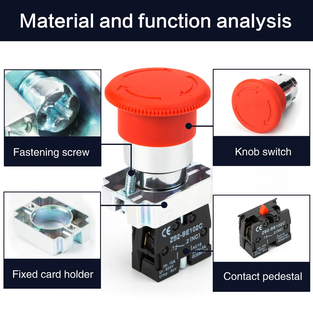 Emergency stop button switch XB2-BS54C self-locking rotation right reset emergency stop 22mm
Emergency stop button switch XB2-BS54C self-locking rotation right reset emergency stop 22mm