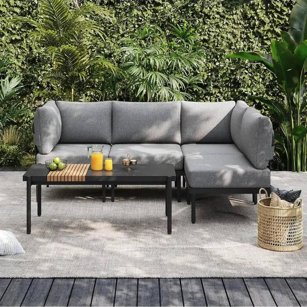 Sundale 5 Pieces Outdoor Patio urniture Set, Metal Sectional Soa Patio Contion Set with Coee Table, ern Patio Couch or Balcony,
Sundale 5 Pieces Outdoor Patio urniture Set, Metal Sectional Soa Patio Contion Set with Coee Table, ern Patio Couch or Balcony,