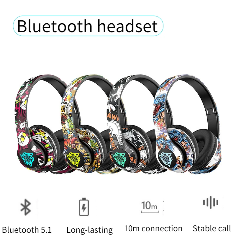 Wireless Bluetooth 5.1 Graffiti Headset DJ Headset Wireless Gamer RGB LED Light For Kids PC Gamer Earphone Support TF Card
Wireless Bluetooth 5.1 Graffiti Headset DJ Headset Wireless Gamer RGB LED Light For Kids PC Gamer Earphone Support TF Card