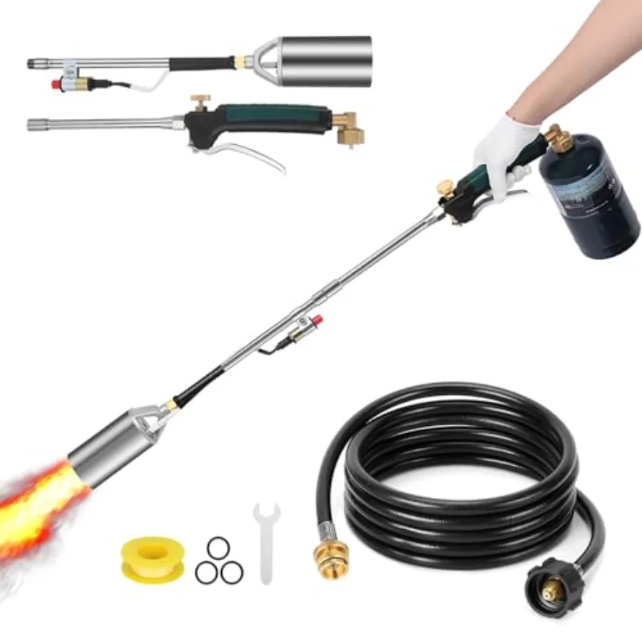 Propane Weed Torch Weed Burner Torch Kit with 10 FT Hose Regulator Weed Torch with 360 000 BTU Self Igniting and 1lb Propane Cy
Propane Weed Torch Weed Burner Torch Kit with 10 FT Hose Regulator Weed Torch with 360 000 BTU Self Igniting and 1lb Propane Cy