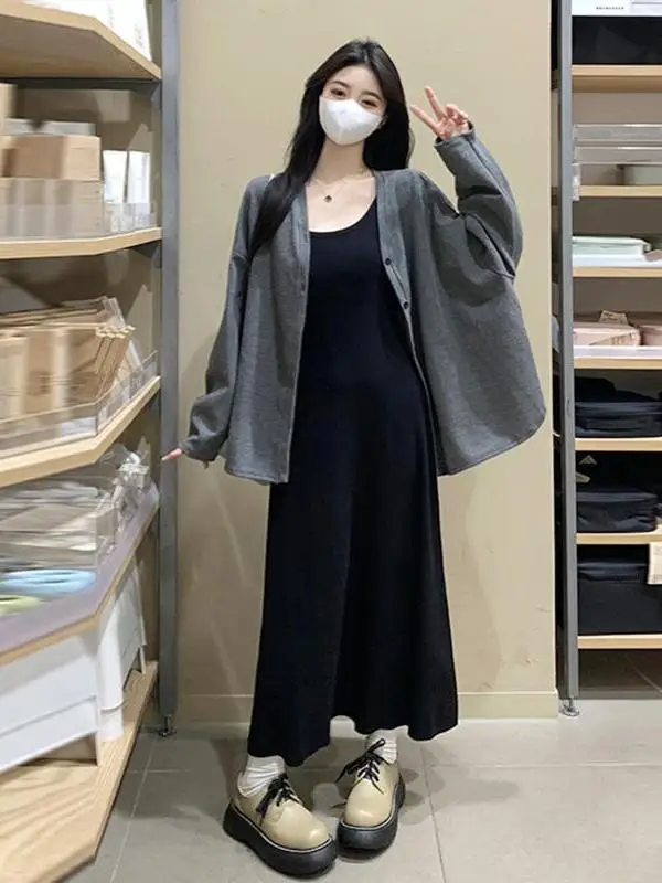 plus Size Women's Dress Set with Strap Long Sleeve Outerwear Two Pieces Soft Style Autumn Fashion Casual Outfit
plus Size Women's Dress Set with Strap Long Sleeve Outerwear Two Pieces Soft Style Autumn Fashion Casual Outfit