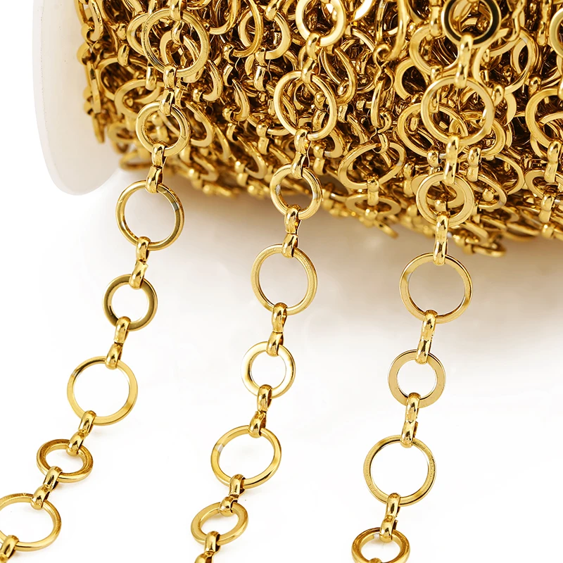 1 Meter Gold Color Stainless Steel 8-10mm Circle Link Chain for DIY Women Necklace Bracelet Jewelry Making Water-resistant Chain
1 Meter Gold Color Stainless Steel 8-10mm Circle Link Chain for DIY Women Necklace Bracelet Jewelry Making Water-resistant Chain