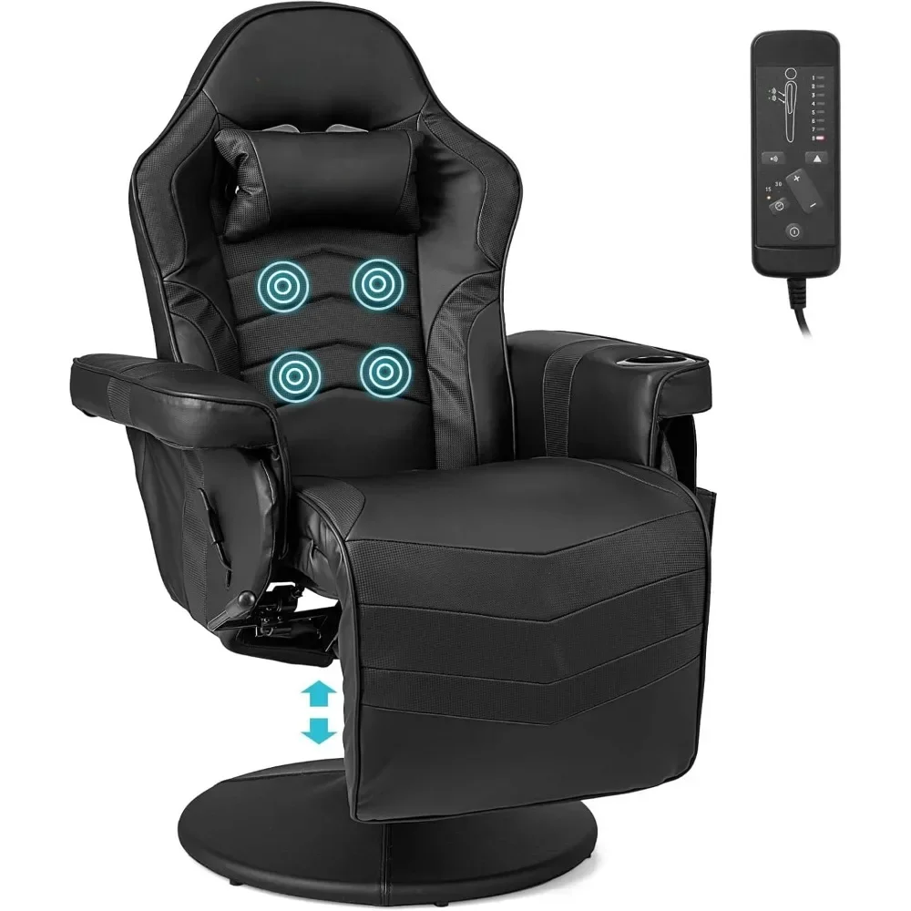 Gaming Chair, Height Adjustable Massage Video Game Chair with Retractable Footrest, Cup Holder, Headrest, Swivel Office Chairs
Gaming Chair, Height Adjustable Massage Video Game Chair with Retractable Footrest, Cup Holder, Headrest, Swivel Office Chairs
