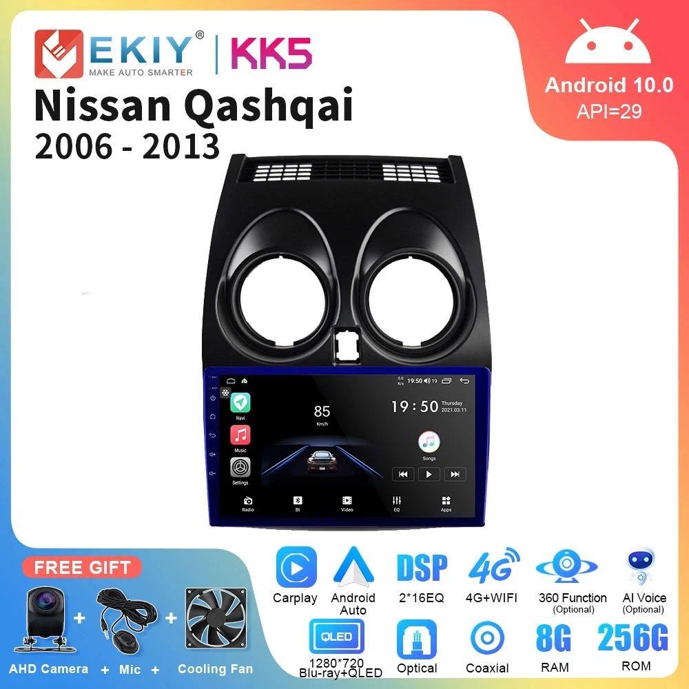EKIY KK5 Car Radio Android Auto Multimedia For Nissan Qashqai J10 2006 2007 2008-2013 Carplay 4G 2din GPS Autoradio Stereo DVD
EKIY KK5 Car Radio Android Auto Multimedia For Nissan Qashqai J10 2006 2007 2008-2013 Carplay 4G 2din GPS Autoradio Stereo DVD