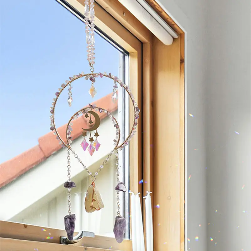 Crystal Sun Catchers Amethyst Stones Sparkling Crystals Pink Quartz Suncatcher Rainbow Maker Healing Boho Dream Catcher Decor
Crystal Sun Catchers Amethyst Stones Sparkling Crystals Pink Quartz Suncatcher Rainbow Maker Healing Boho Dream Catcher Decor