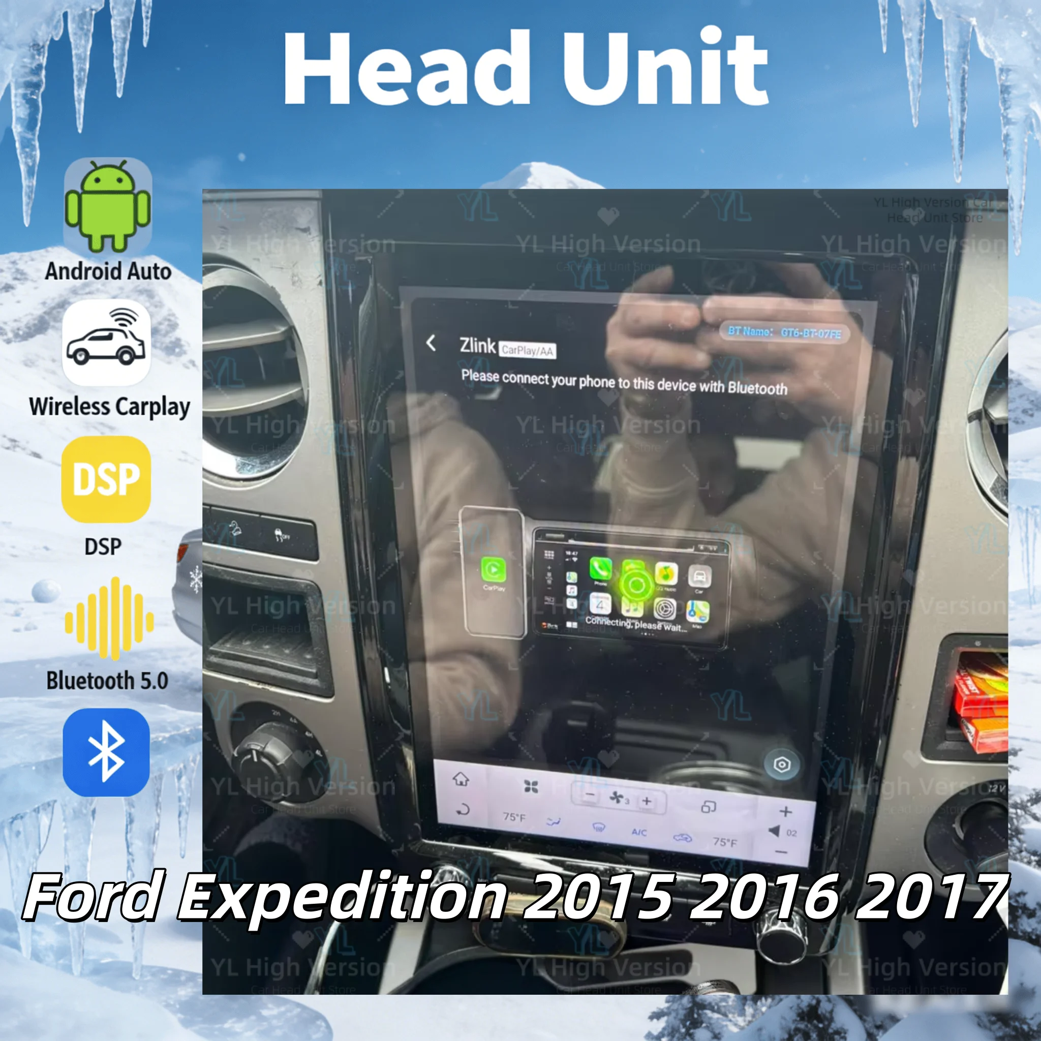 12.1-дюймовый сенсорный экран автомобильной магнитолы на Android 13 для Ford Expedition 2015-2017 с GPS-навигацией, мультимедиа, видео, CarPlay и Bluetooth
12.1-дюймовый сенсорный экран автомобильной магнитолы на Android 13 для Ford Expedition 2015-2017 с GPS-навигацией, мультимедиа, видео, CarPlay и Bluetooth