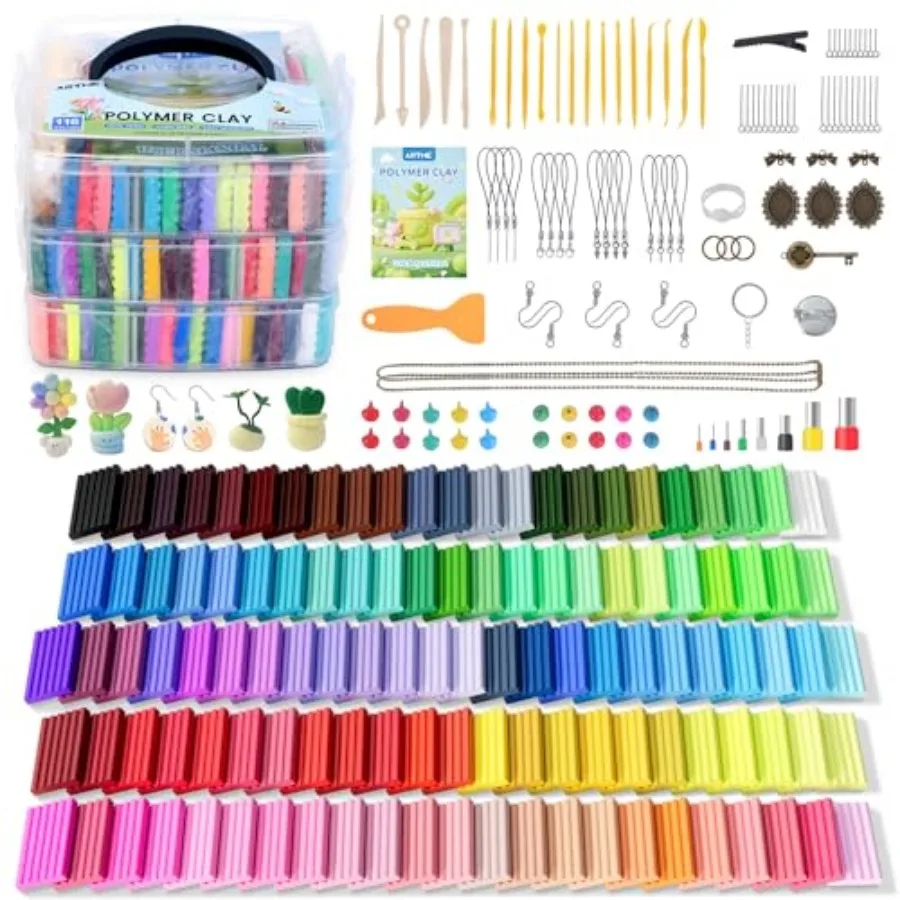 Polymer Clay, 6 Colors Oven Bake Modeling Clay Starter Kits for,Creative Polymer Clay Kit with Sculpting Tools and Jewelry Acce
Polymer Clay, 6 Colors Oven Bake Modeling Clay Starter Kits for,Creative Polymer Clay Kit with Sculpting Tools and Jewelry Acce