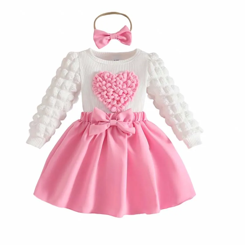 3Pcs Sets Toddler Girls Clothes Autumn Fashion Bubble Sleeve Heart Top Pink Bowknot Short Dress Hairband Baby Clothing 1-3 Years
3Pcs Sets Toddler Girls Clothes Autumn Fashion Bubble Sleeve Heart Top Pink Bowknot Short Dress Hairband Baby Clothing 1-3 Years