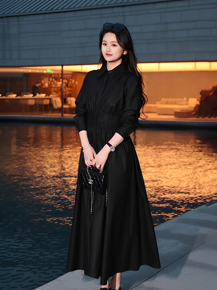 Elegant Night Rose Shirt Dress Women's Spring New Lightweight Luxury Long Waist-Cinching Dress Stylish Button-Up Cotton Gown
Elegant Night Rose Shirt Dress Women's Spring New Lightweight Luxury Long Waist-Cinching Dress Stylish Button-Up Cotton Gown