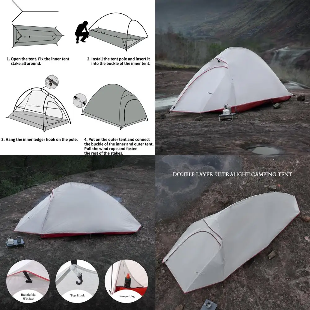 Сверхлегкая двухслойная палатка для одного человека - легкое укрытие для кемпинга
Сверхлегкая двухслойная палатка для одного человека - легкое укрытие для кемпинга