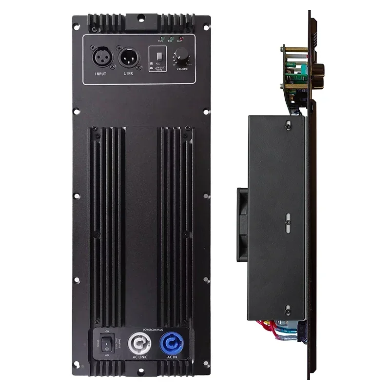 Class D 1200W Active Module: Variable-Speed Fan Cooling, LCC Power Supply, 1200W @ 4ohms, DSP PDA1001+PRE