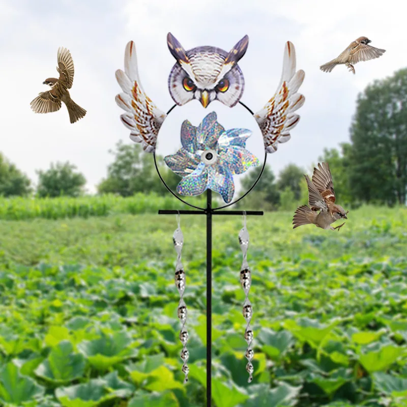 Owl Scarecrow for Garden - Windmill & Ribbon Bird Repellent for Fruit Trees
Owl Scarecrow for Garden - Windmill & Ribbon Bird Repellent for Fruit Trees