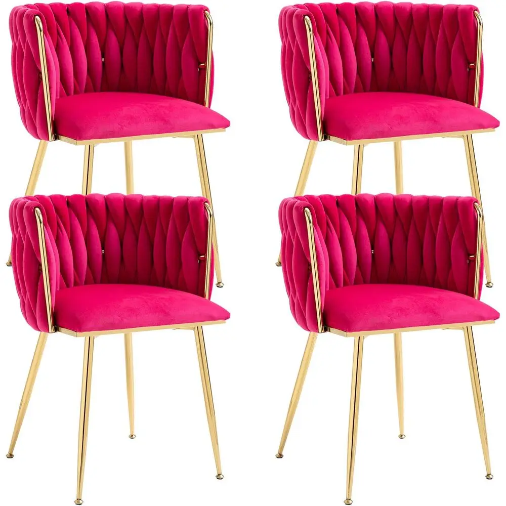 Velvet-Cushioned Dining Chairs Set of 4 with Gold Legs, Elegant Side Chairs for Dining or Vanity Use, Rose Red
Velvet-Cushioned Dining Chairs Set of 4 with Gold Legs, Elegant Side Chairs for Dining or Vanity Use, Rose Red