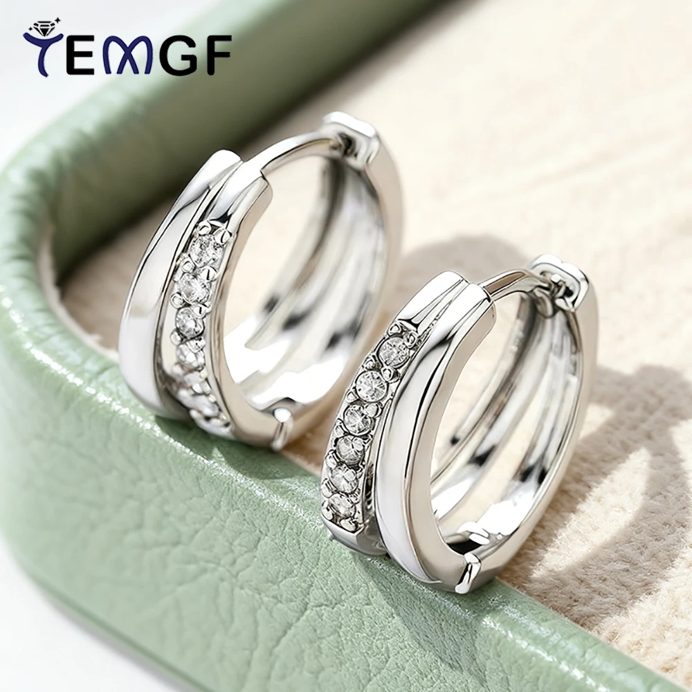 TEMGF S925 Sterling Silver Double Hoops Earrings 1.2mm Moissanite Inlay Ear Studs for Women Fine Jewelry Can Tested Certified
TEMGF S925 Sterling Silver Double Hoops Earrings 1.2mm Moissanite Inlay Ear Studs for Women Fine Jewelry Can Tested Certified