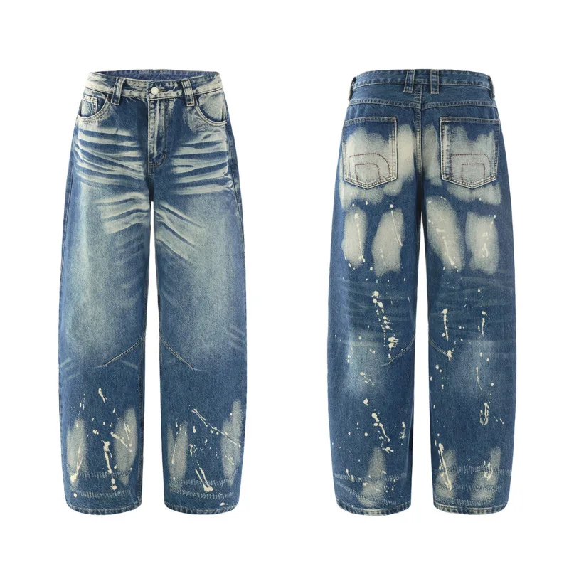 Blue Men's Wide Leg Jeans American Style Casual Whisker Wash Paint Splatter Design Streetwear Denim Long Pants
Blue Men's Wide Leg Jeans American Style Casual Whisker Wash Paint Splatter Design Streetwear Denim Long Pants