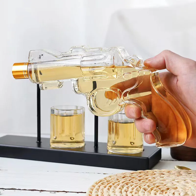 Pistol Glass Whiskey Decanter Set, Bar Atmosphere Accessory for Cocktail Party, Creative Wine Bottle with Shot Glasses
Pistol Glass Whiskey Decanter Set, Bar Atmosphere Accessory for Cocktail Party, Creative Wine Bottle with Shot Glasses