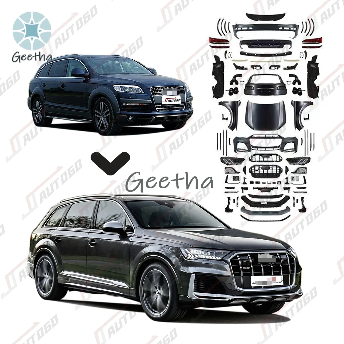 BodyKit for Audi Q7 2006-2015 Upgrade to 2020 SQ7 Front Rear Bumper Hood Fender Headlight Taillight Diffuser Trunk Rear Door
BodyKit for Audi Q7 2006-2015 Upgrade to 2020 SQ7 Front Rear Bumper Hood Fender Headlight Taillight Diffuser Trunk Rear Door