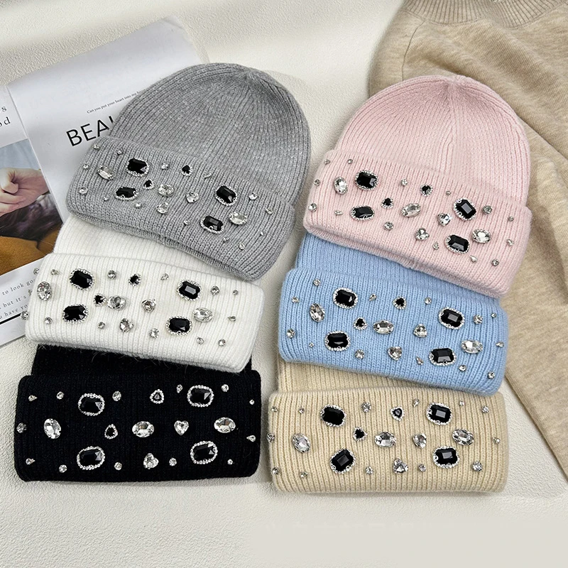 Winter Rabbit Fur Hats Women Luxury Shiny Rhinestones Knitted Hats Casual Lady Warm Skullies Beanies Versatile Outdoor Cold Cap
Winter Rabbit Fur Hats Women Luxury Shiny Rhinestones Knitted Hats Casual Lady Warm Skullies Beanies Versatile Outdoor Cold Cap