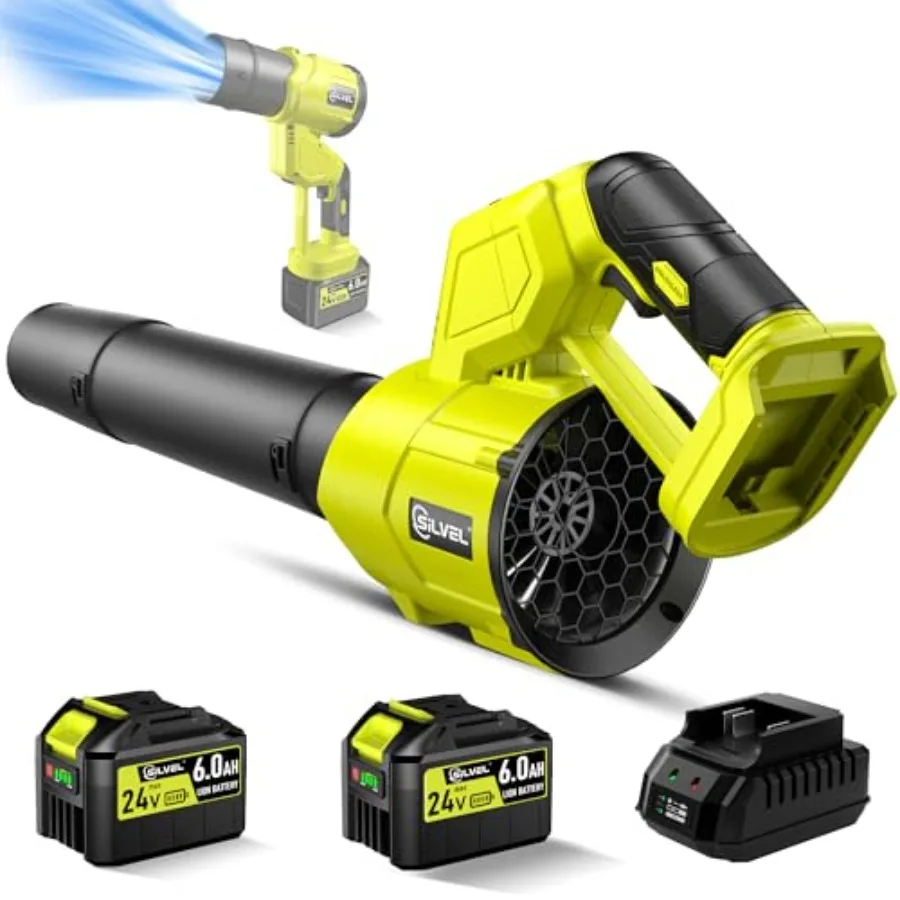Leaf Blower 650CFM 200MPH High Power Brushless Turbo 24V Cordless Electric Blower with 2x6.0Ah Battery and Charger Lightweight
Leaf Blower 650CFM 200MPH High Power Brushless Turbo 24V Cordless Electric Blower with 2x6.0Ah Battery and Charger Lightweight