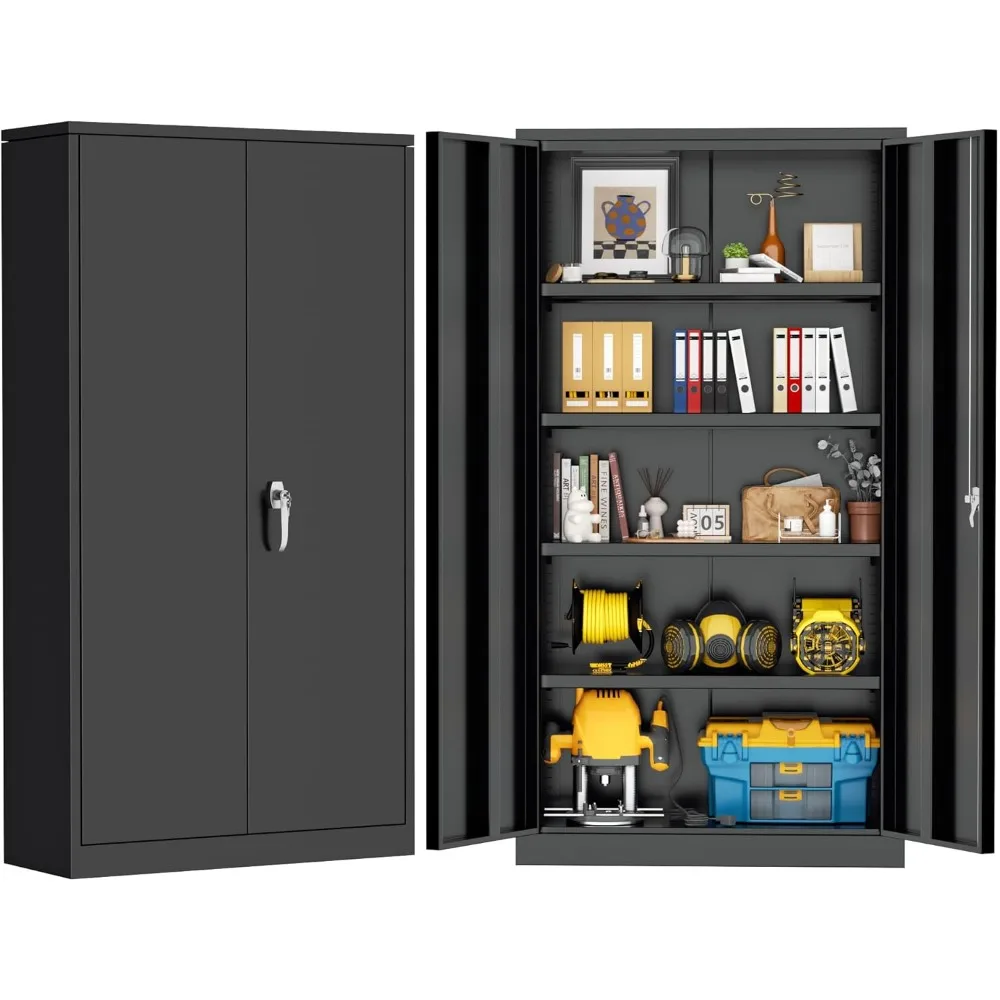 72" H Metal Garage Storage Cabinet with 2 Doors and 4 Adjustable Shelves, Black Metal Cabinet with Lock, Steel Tool Cabinet
72" H Metal Garage Storage Cabinet with 2 Doors and 4 Adjustable Shelves, Black Metal Cabinet with Lock, Steel Tool Cabinet
