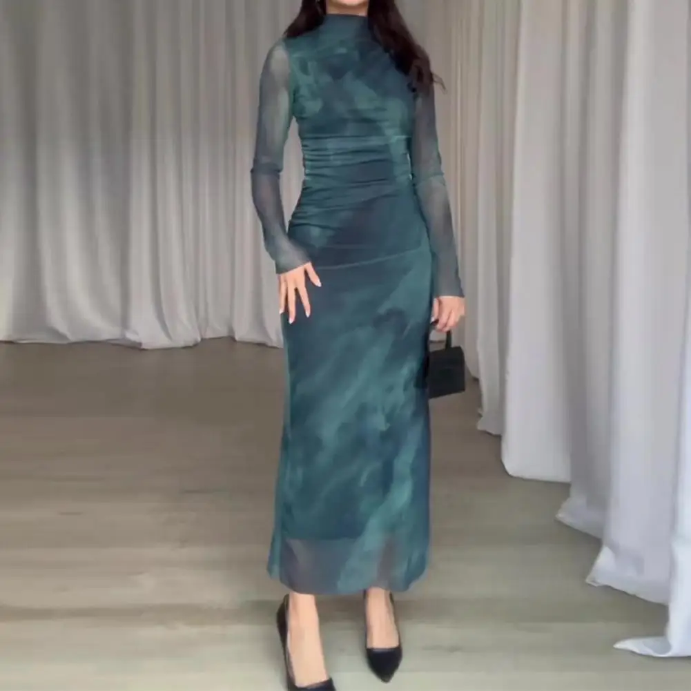 Slim Fit Dress Elegant Pleated Midi Dress with Half-high Collar Back Zipper for Women Slim Fit Solid Color Long Sleeve Fall
Slim Fit Dress Elegant Pleated Midi Dress with Half-high Collar Back Zipper for Women Slim Fit Solid Color Long Sleeve Fall