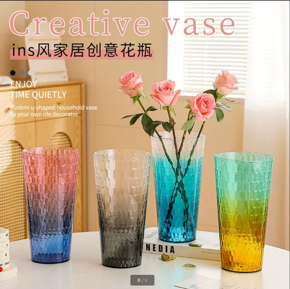 Highly transparent two-color vase with high-end floral arrangement, Ins style home decor creative flower bucket, living room bou
Highly transparent two-color vase with high-end floral arrangement, Ins style home decor creative flower bucket, living room bou