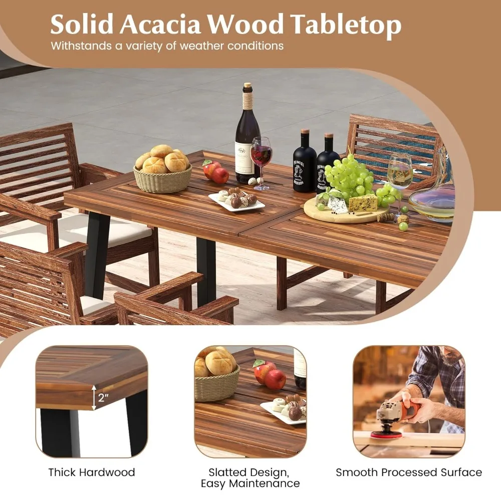 67.5 Inch Acacia Wood Outdoor Dining Table for 6, Patio Table with With Umbrella Hole & Metal Legs, Indoor &, Customized
67.5 Inch Acacia Wood Outdoor Dining Table for 6, Patio Table with With Umbrella Hole & Metal Legs, Indoor &, Customized