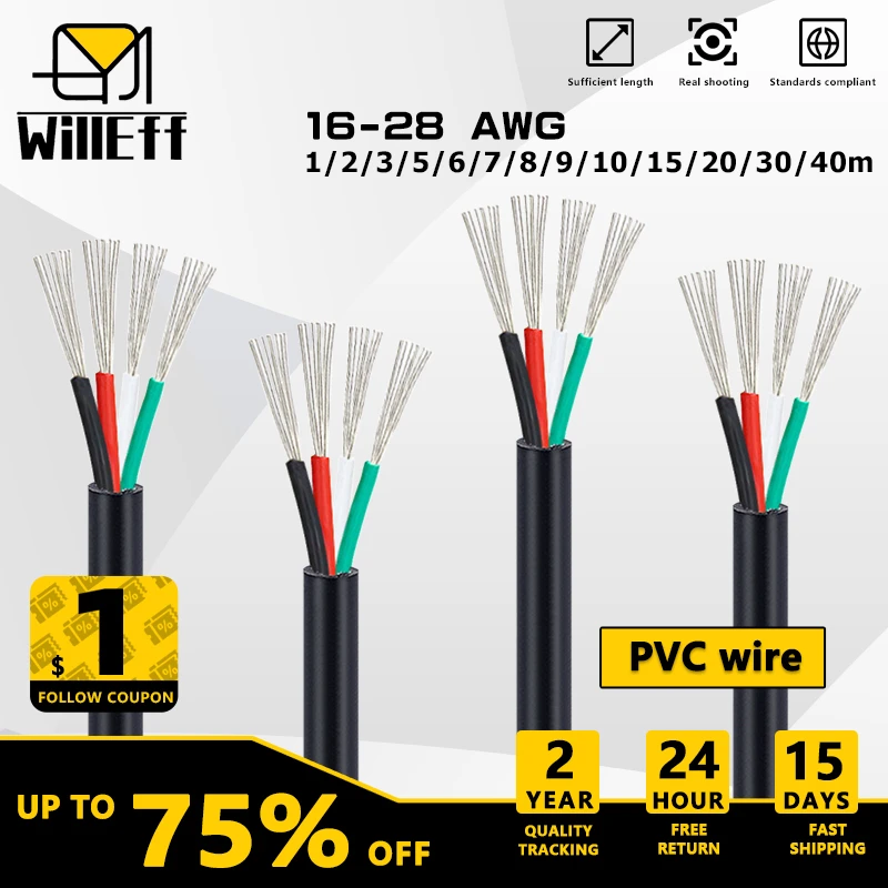 4C Jacket Cable Copper wire 6V 9V AC Power supply plug charger wire Control audio speaker signal electronic cable 24 22 20 awg
4C Jacket Cable Copper wire 6V 9V AC Power supply plug charger wire Control audio speaker signal electronic cable 24 22 20 awg
