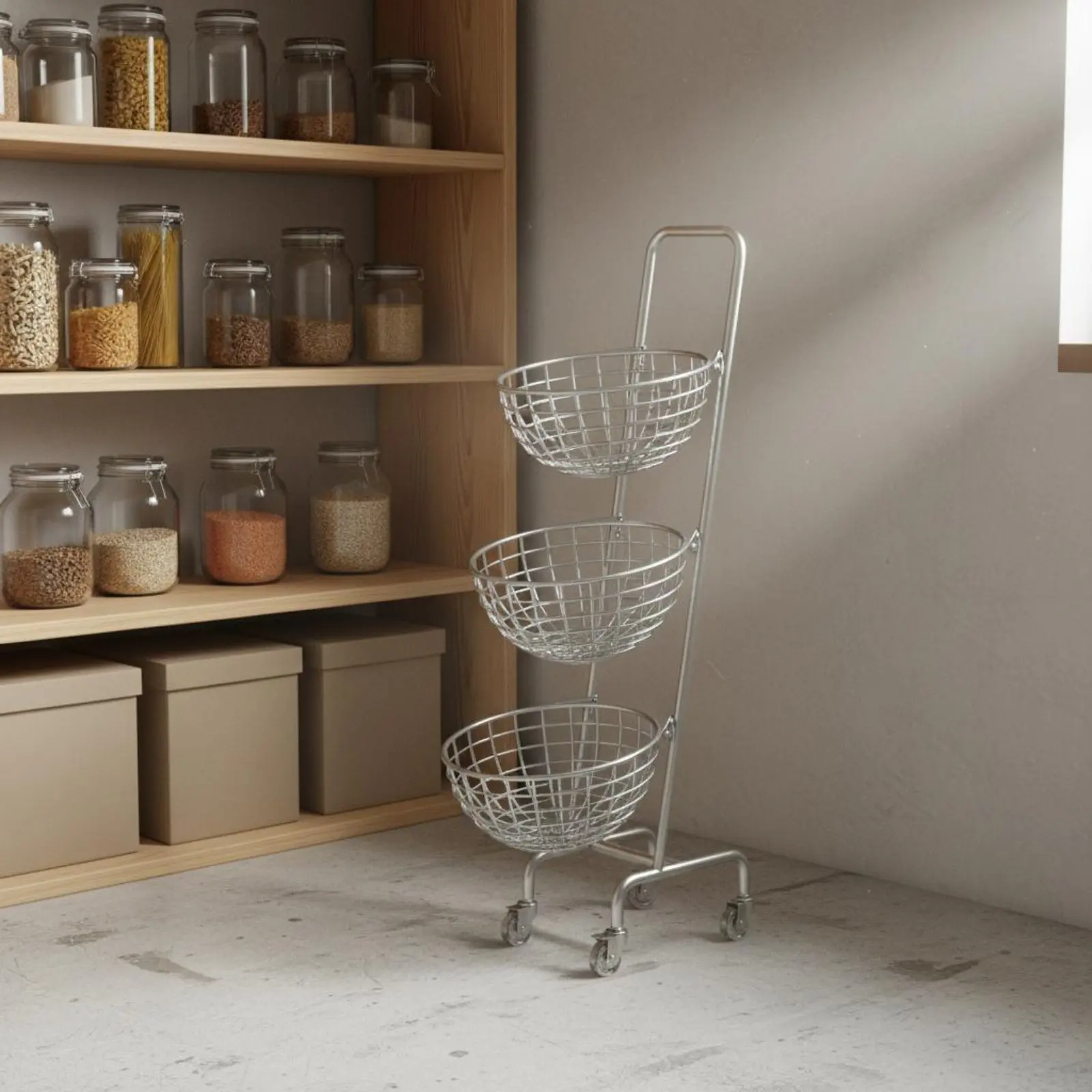Kitchen Vegetable Trolley Versatile 3 Tier Rolling Trolley Metal Wire Fruit Container Accompanied by Wheels for Living Room
Kitchen Vegetable Trolley Versatile 3 Tier Rolling Trolley Metal Wire Fruit Container Accompanied by Wheels for Living Room