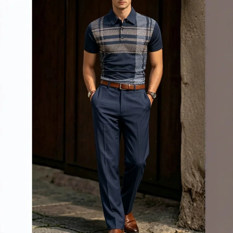 Mens Summer Business Polo Shirt And Solid Straight Leg Dress Pants Casual Set
Mens Summer Business Polo Shirt And Solid Straight Leg Dress Pants Casual Set