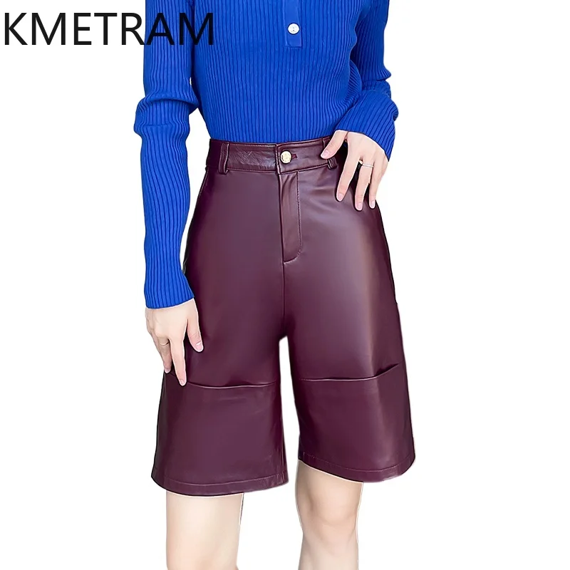 KMETRAM 100% Top Layer of Sheepskin Women Pants 2025 Autumn Genuine Leather Straight Knee-length Shorts Woman Clothing штаны
KMETRAM 100% Top Layer of Sheepskin Women Pants 2025 Autumn Genuine Leather Straight Knee-length Shorts Woman Clothing штаны