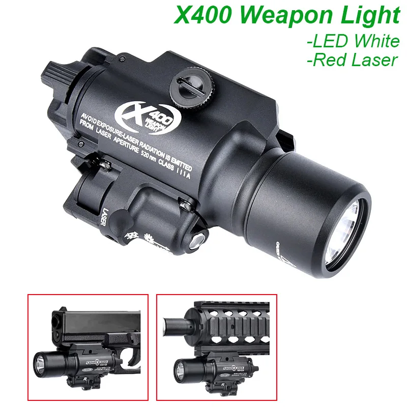 X400 LED Weapon Light with Red Laser, Tactical Pistol, White Light, Rifle Flashlight, Aluminium Alloy, CNC Machining
X400 LED Weapon Light with Red Laser, Tactical Pistol, White Light, Rifle Flashlight, Aluminium Alloy, CNC Machining