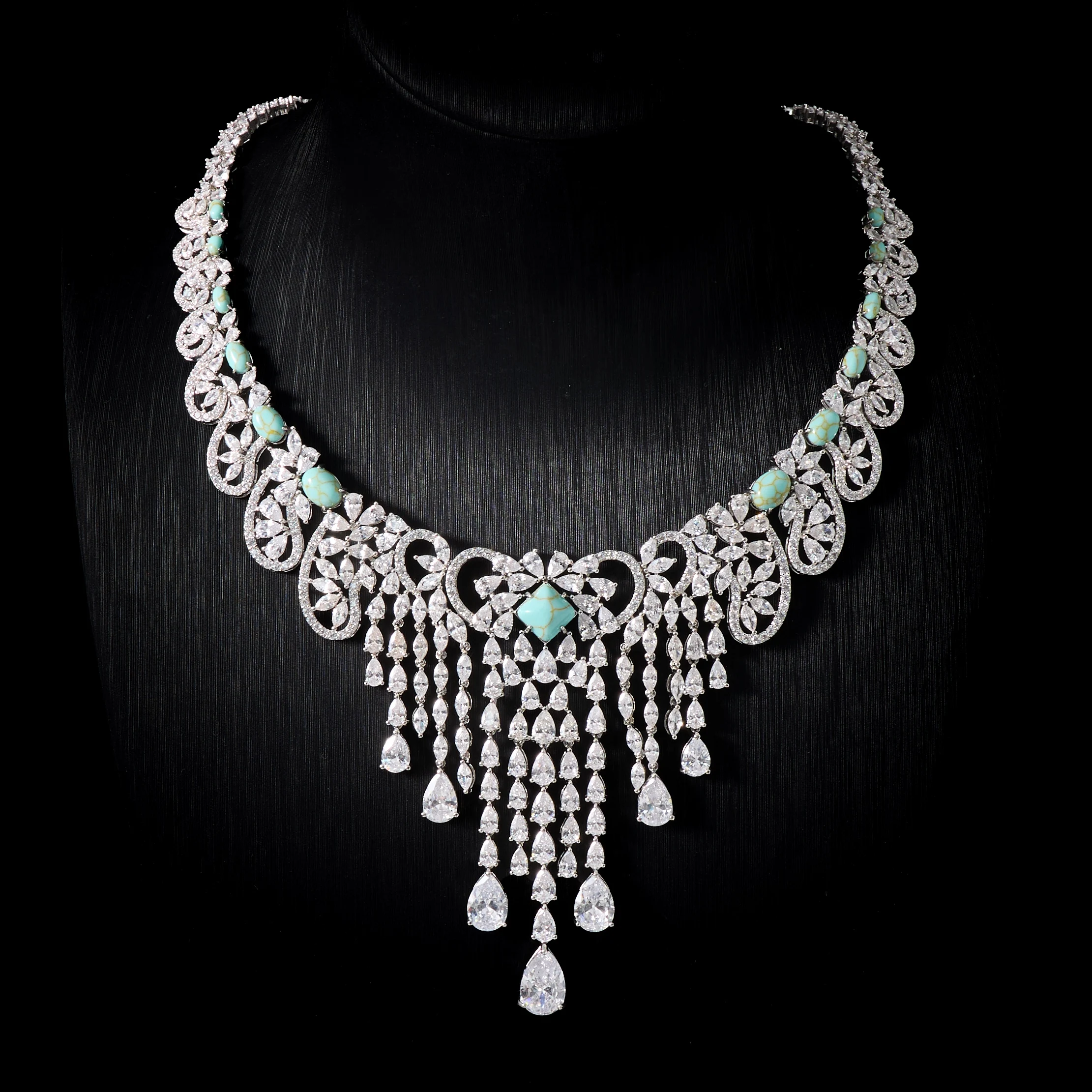 00141 Bridal Necklace Sets for Women Unique Jewelry Turquois Cubic Zirconia Jewellery Set Dubai Saudi Party Engagement Accessory
00141 Bridal Necklace Sets for Women Unique Jewelry Turquois Cubic Zirconia Jewellery Set Dubai Saudi Party Engagement Accessory