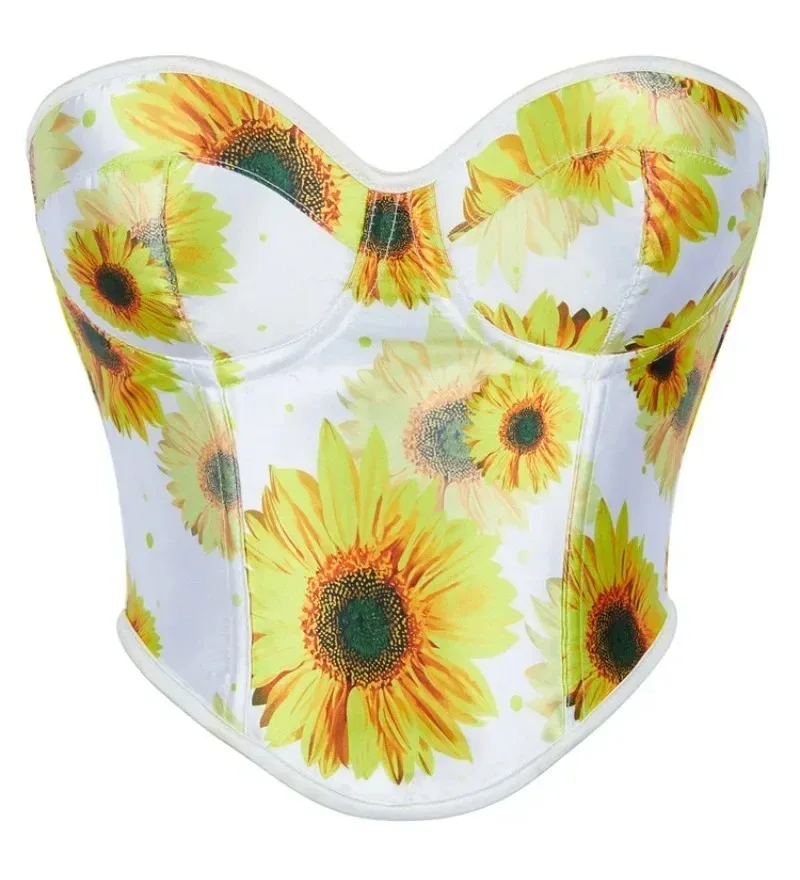 Fashion Women Corset Sunflower Printed Sleeveless Vest Bustier Crop Tops Overbust Lace-up Bodyshaper Sexy Lingerie Corselet
Fashion Women Corset Sunflower Printed Sleeveless Vest Bustier Crop Tops Overbust Lace-up Bodyshaper Sexy Lingerie Corselet