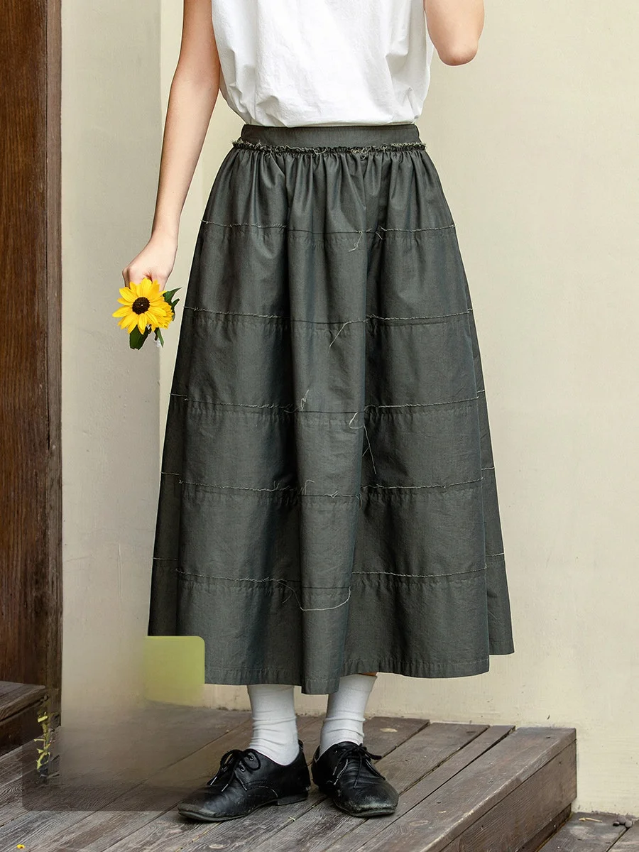 Grey Elastic Waist Casual Thin Summer A-Line Skirt Women's Original Japanese Style Half-length Skirt Vintage Cotton Polyester
Grey Elastic Waist Casual Thin Summer A-Line Skirt Women's Original Japanese Style Half-length Skirt Vintage Cotton Polyester