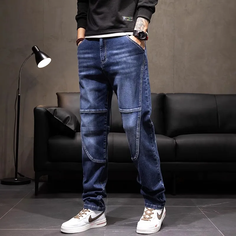 men's large size jeans men's spliced jeans Straight slim winter jeans men's style Large size 28-44 
men's large size jeans men's spliced jeans Straight slim winter jeans men's style Large size 28-44