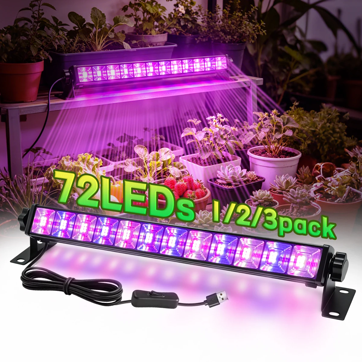 USB Powered 72 LEDs Grow Light Strip Full Spectrum Plant Growth Lamp for Succulents Vegetables Flowers Indoor Gardening
USB Powered 72 LEDs Grow Light Strip Full Spectrum Plant Growth Lamp for Succulents Vegetables Flowers Indoor Gardening