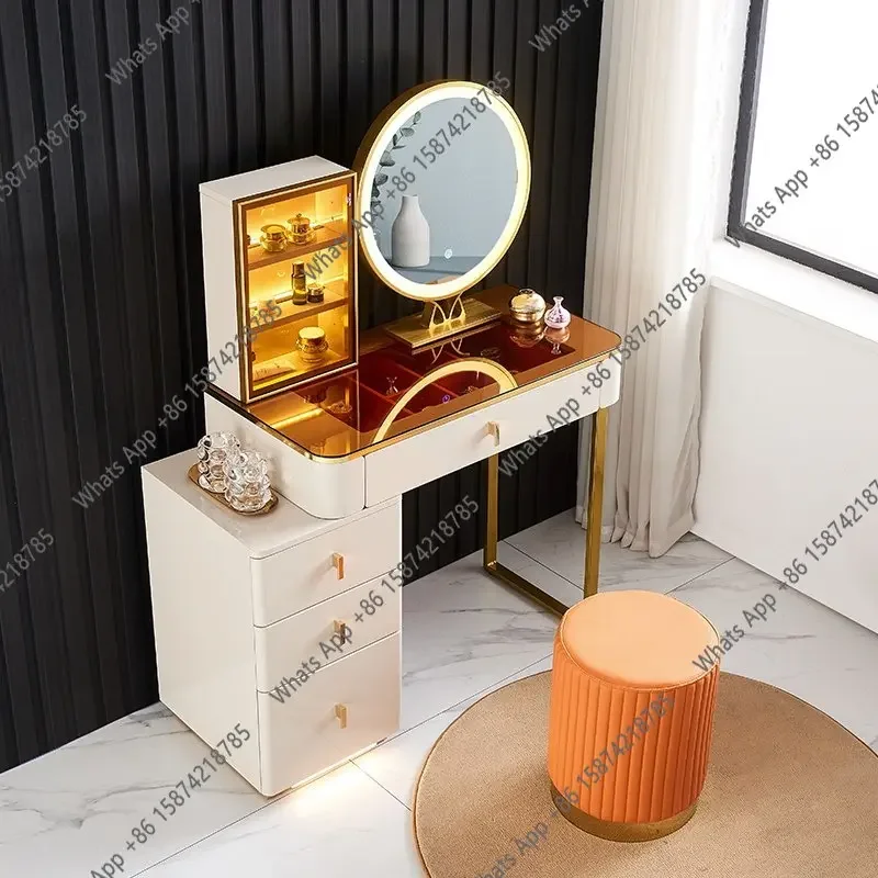 X32 Light Luxury Dresser Bedroom Modern Simple Tempered Glass Solid Wood Makeup Table New Lamp Cabinet
X32 Light Luxury Dresser Bedroom Modern Simple Tempered Glass Solid Wood Makeup Table New Lamp Cabinet