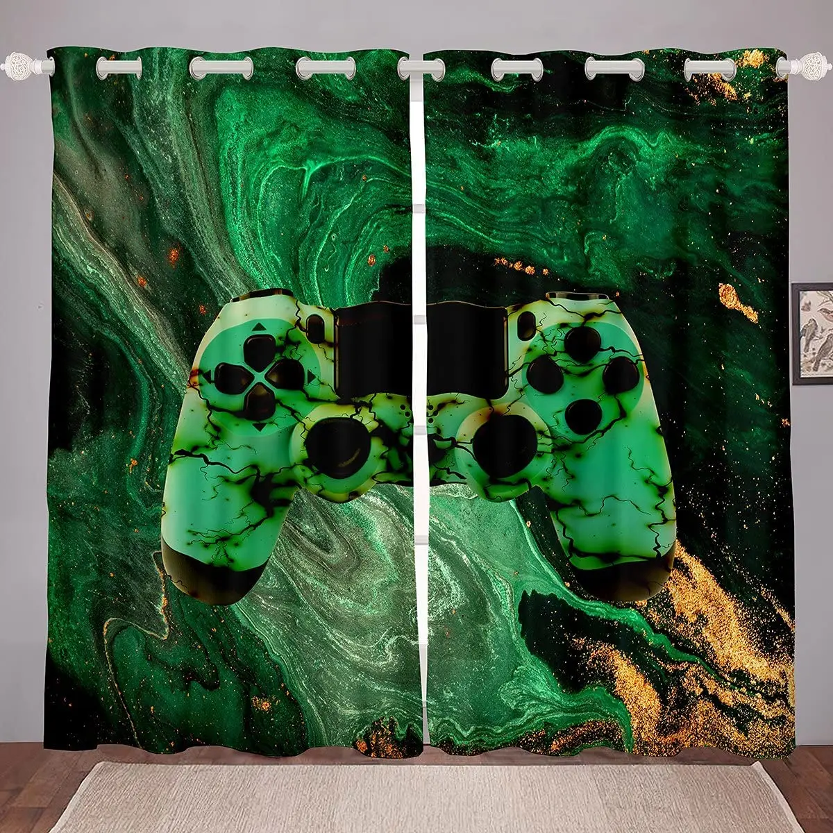 Gamer Curtains for Bedroom Golden Green Marble Thermal Insulated Window Drapes for Kids Boys Girls Gaming Decor Room Darkening
Gamer Curtains for Bedroom Golden Green Marble Thermal Insulated Window Drapes for Kids Boys Girls Gaming Decor Room Darkening