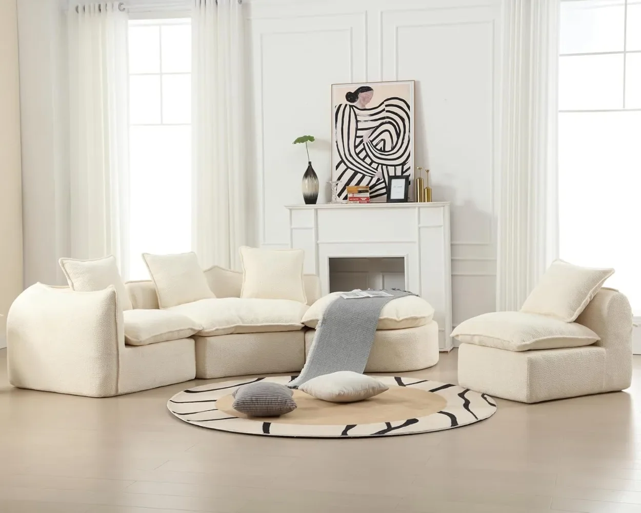 Curved Boucle Sofa Couch, Modern Sectional Sofa Cloud Deep Seat Couch Pillows, Comfy Modular Couches for Living Room Apartment
Curved Boucle Sofa Couch, Modern Sectional Sofa Cloud Deep Seat Couch Pillows, Comfy Modular Couches for Living Room Apartment
