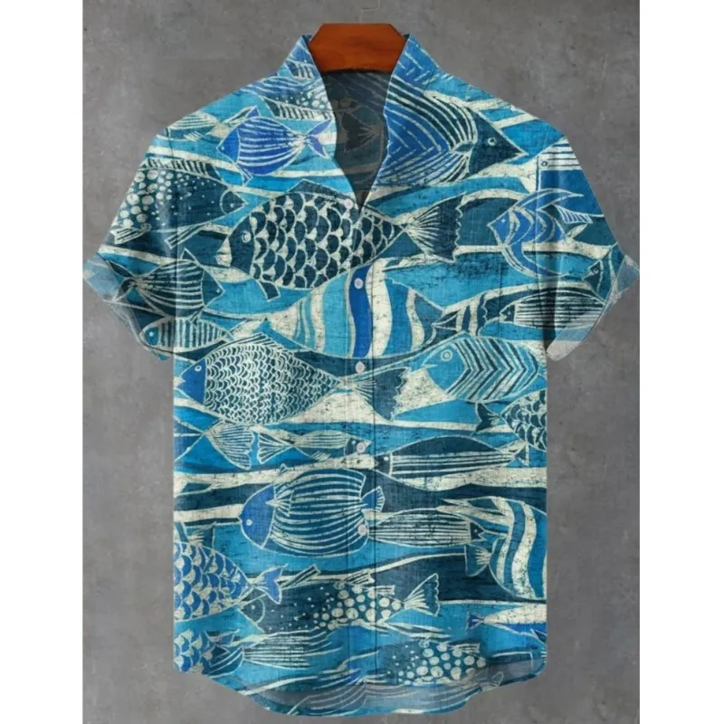 2025 Vintage Style Men's Fish Print Shirt Men's New Casual Linen Shirt A Short Sleeved Button-down Shirt In Comfortable Fabric
2025 Vintage Style Men's Fish Print Shirt Men's New Casual Linen Shirt A Short Sleeved Button-down Shirt In Comfortable Fabric