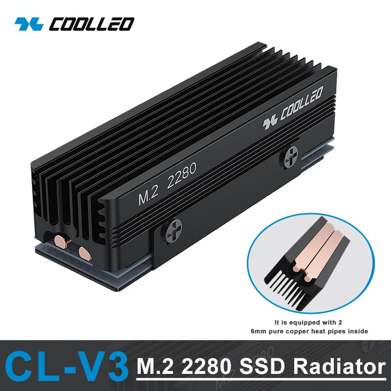 COOLLEO CL-V3 M.2 2280 SSD Радиатор 2 тепловых трубки Высокопроизводительная тепловая трубка SSDSolid State Drive Радиатор 14,8 Вт/MK Thermal Pad
COOLLEO CL-V3 M.2 2280 SSD Радиатор 2 тепловых трубки Высокопроизводительная тепловая трубка SSDSolid State Drive Радиатор 14,8 Вт/MK Thermal Pad