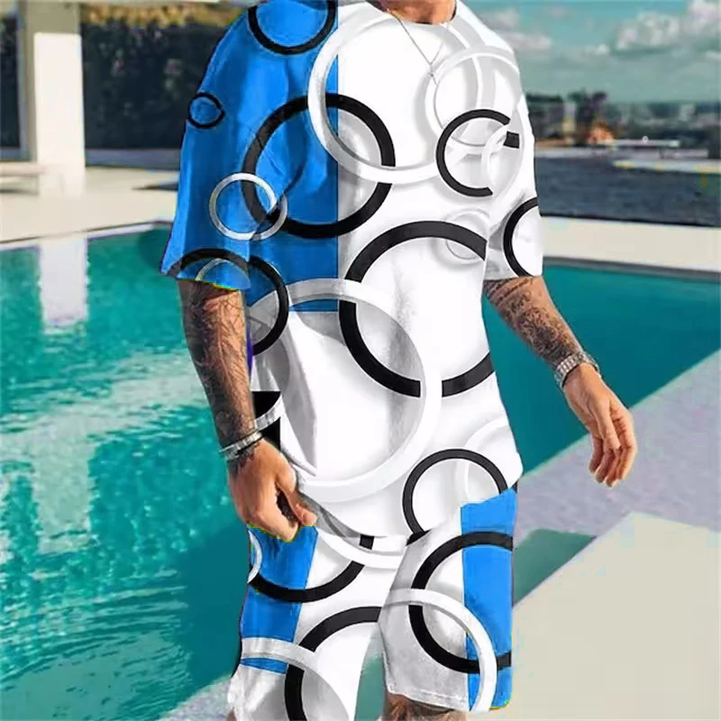 Fashion Round Loop Pattern Men's Sets Short Sleeve T-Shirts And Shorts 3D Printed Trend Two Piece 6XL Plus Size Beach Casual Set
Fashion Round Loop Pattern Men's Sets Short Sleeve T-Shirts And Shorts 3D Printed Trend Two Piece 6XL Plus Size Beach Casual Set