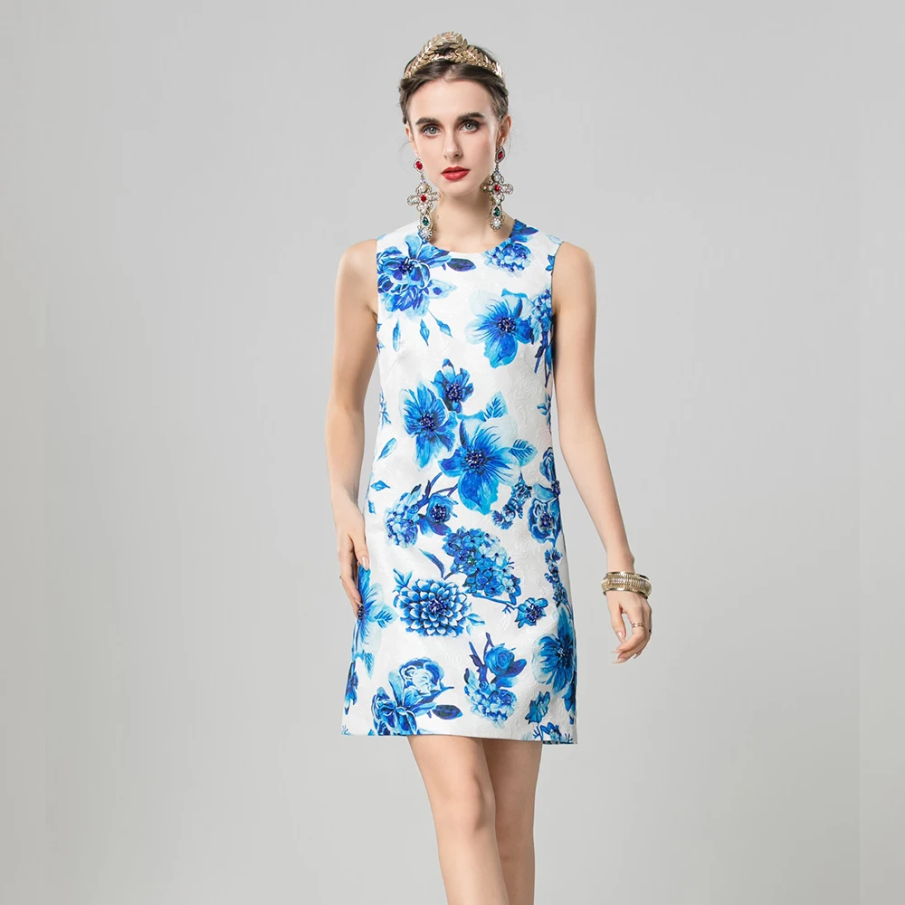 Meyyithun Runway Diamonds Jacquard Blue Dress For Women O-Neck Sleeveless Blue Flowers Print Vintage Mini Dress 250307MK07
Meyyithun Runway Diamonds Jacquard Blue Dress For Women O-Neck Sleeveless Blue Flowers Print Vintage Mini Dress 250307MK07
