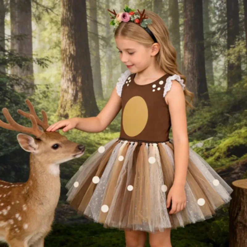Girls' Elk Print Mesh Tutu Skirt, Christmas Forest Style Stage Costume for Children's Day, Performance Outfit for Halloween
Girls' Elk Print Mesh Tutu Skirt, Christmas Forest Style Stage Costume for Children's Day, Performance Outfit for Halloween