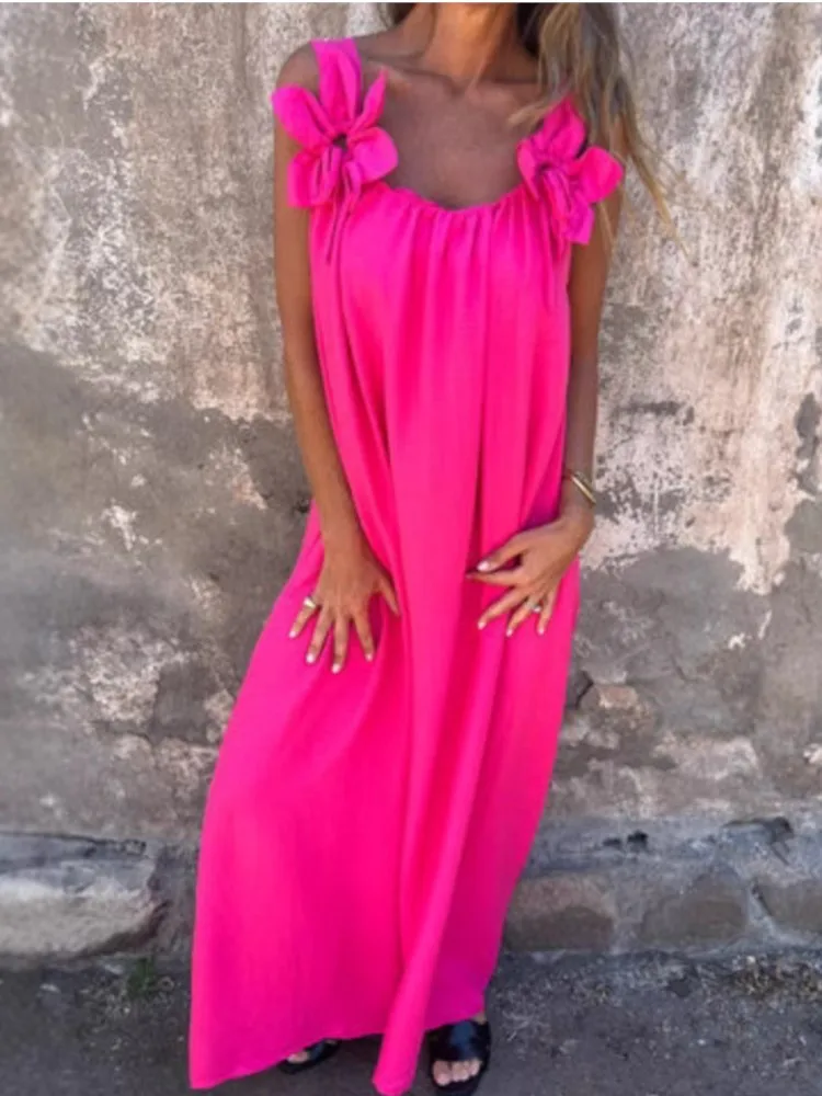 Fashionable Beach Solid Color Floral Dress Women's Summer Elegant Casual Style Sleeveless Spaghetti Strap Vacation Party Dresses
Fashionable Beach Solid Color Floral Dress Women's Summer Elegant Casual Style Sleeveless Spaghetti Strap Vacation Party Dresses