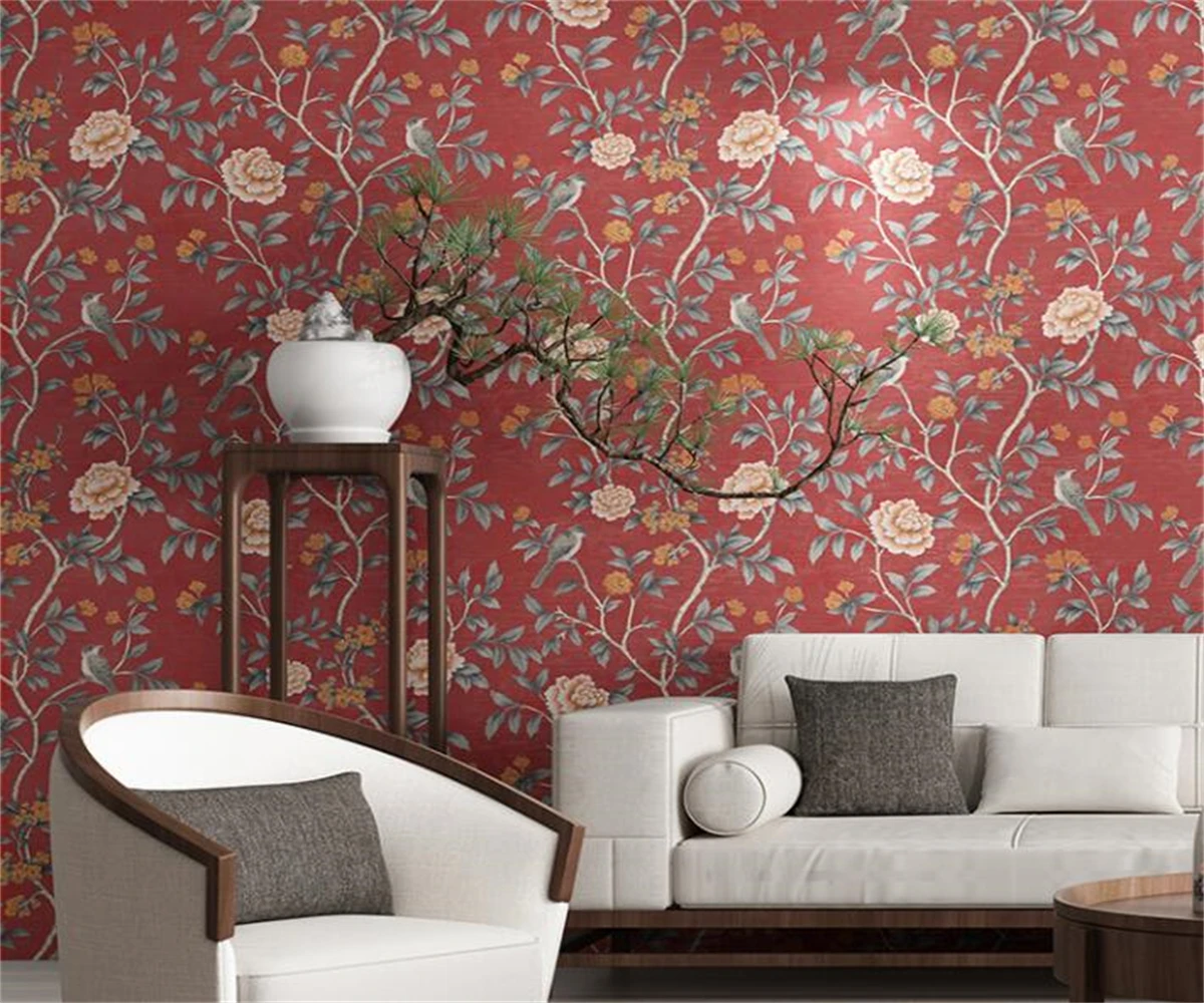 Retro American style non-woven rural flowers and birds wallpaper Blue red bedroom living room background wall 10m wallpaper roll
Retro American style non-woven rural flowers and birds wallpaper Blue red bedroom living room background wall 10m wallpaper roll