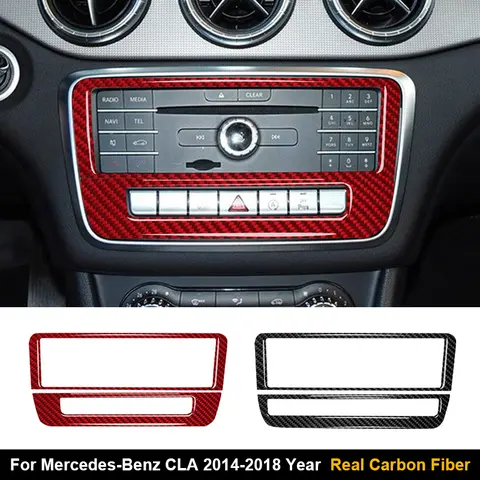 Vera Fibra di Carbonio Per Mercedes Benz CLA 2014-2018 Auto Console CD Pannello Cornice Decorazione Adesivo Accessori Per Interni Auto